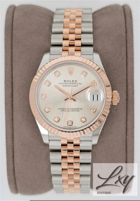 rolex lady datejust 31mm steel and everose gold|rolex 36mm datejust with diamonds.